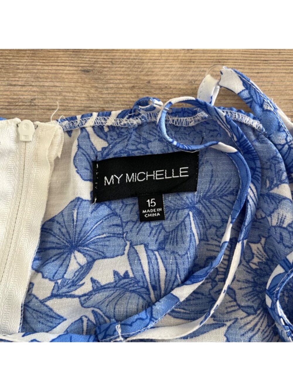 My Michelle Wide Leg Romper Juniors 15 Blue Floral Sleeveless Resort Wear - Picture 3 of 11